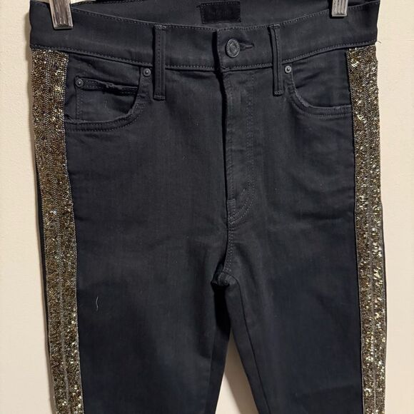 MOTHER High Waisted Looker Ankle Fray Jeans in Guilty Flash Wash Gold- Size 26 - Picture 6 of 9